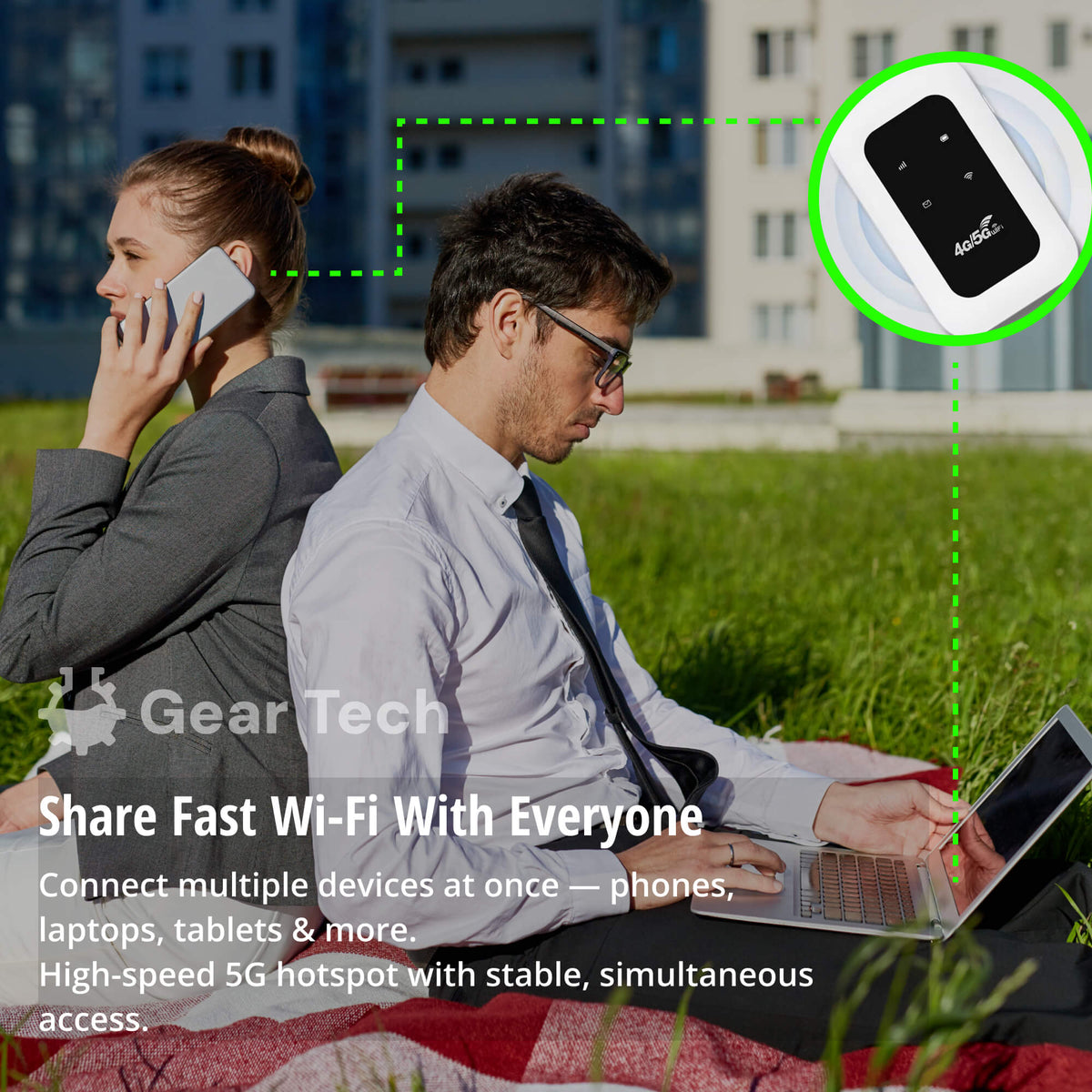 Portable 5G Wi‑Fi Router | Pocket-Sized & 8-Hour Battery