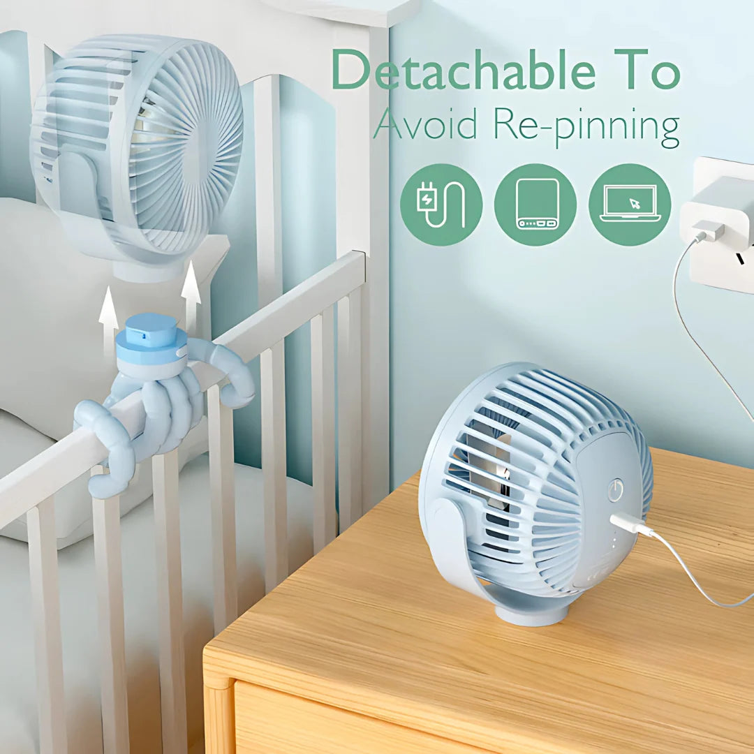 Portable Fan | 20-Hour USB-C & Ultra-Quiet | Rotating Head