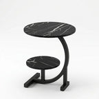 Portable Side Table | Two-Tier Wood Top & Stainless Steel Frame | 40 x 60 cm