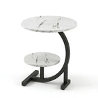 Portable Side Table | Two-Tier Wood Top & Stainless Steel Frame | 40 x 60 cm
