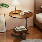 Portable Side Table | Two-Tier Wood Top & Stainless Steel Frame | 40 x 60 cm