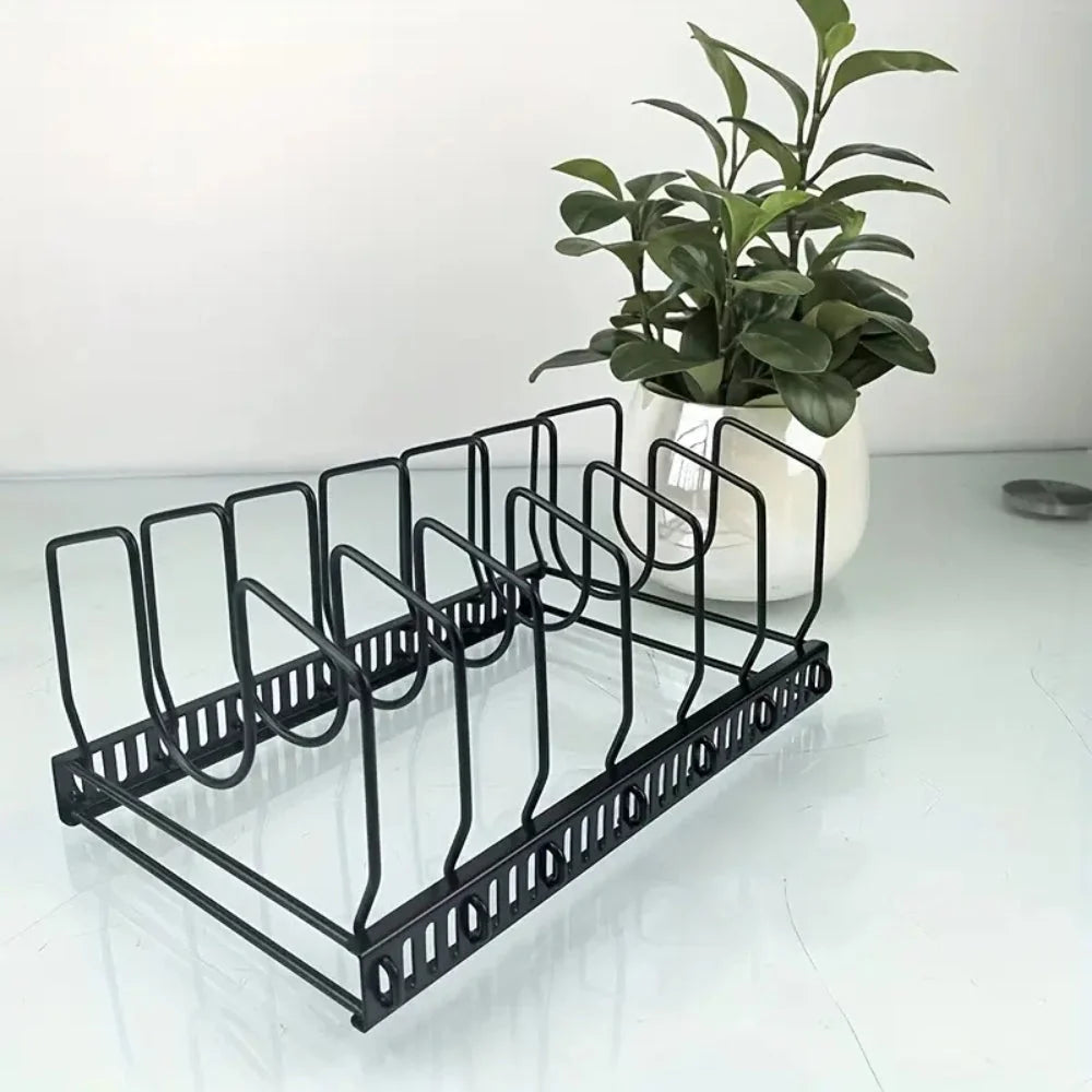 Pot Lid Organizer Rack | Adjustable Iron & Space-Saving | 12–23 in
