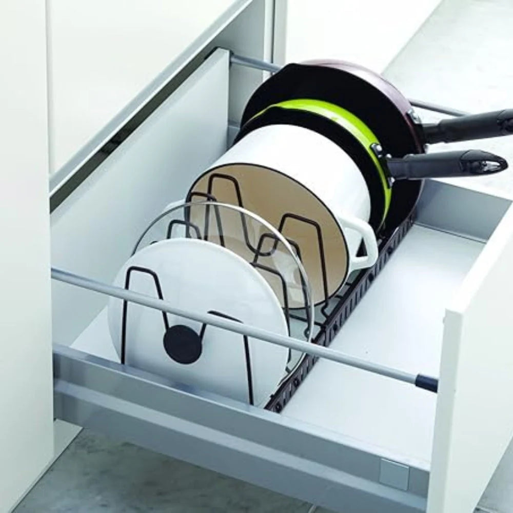 Pot Lid Organizer Rack | Adjustable Iron & Space-Saving | 12–23 in
