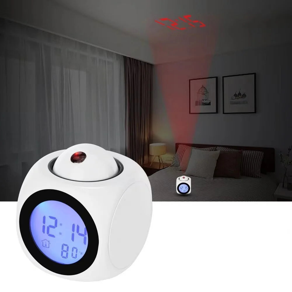 Projection Alarm Clock | Voice & Temperature Display | Battery Operated