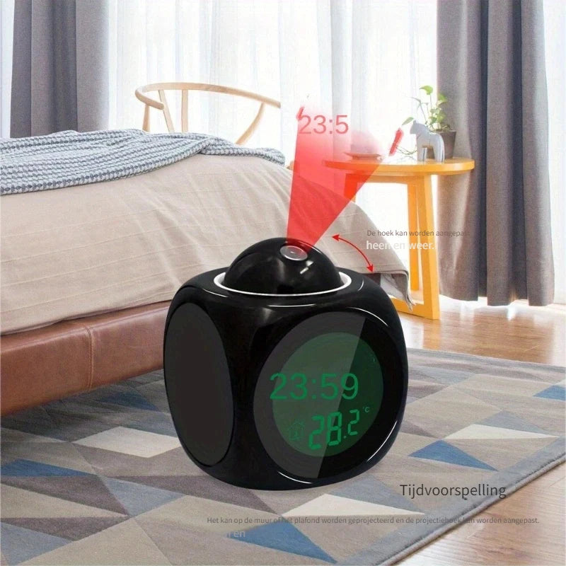 Projection Alarm Clock | Voice & Temperature Display | Battery Operated