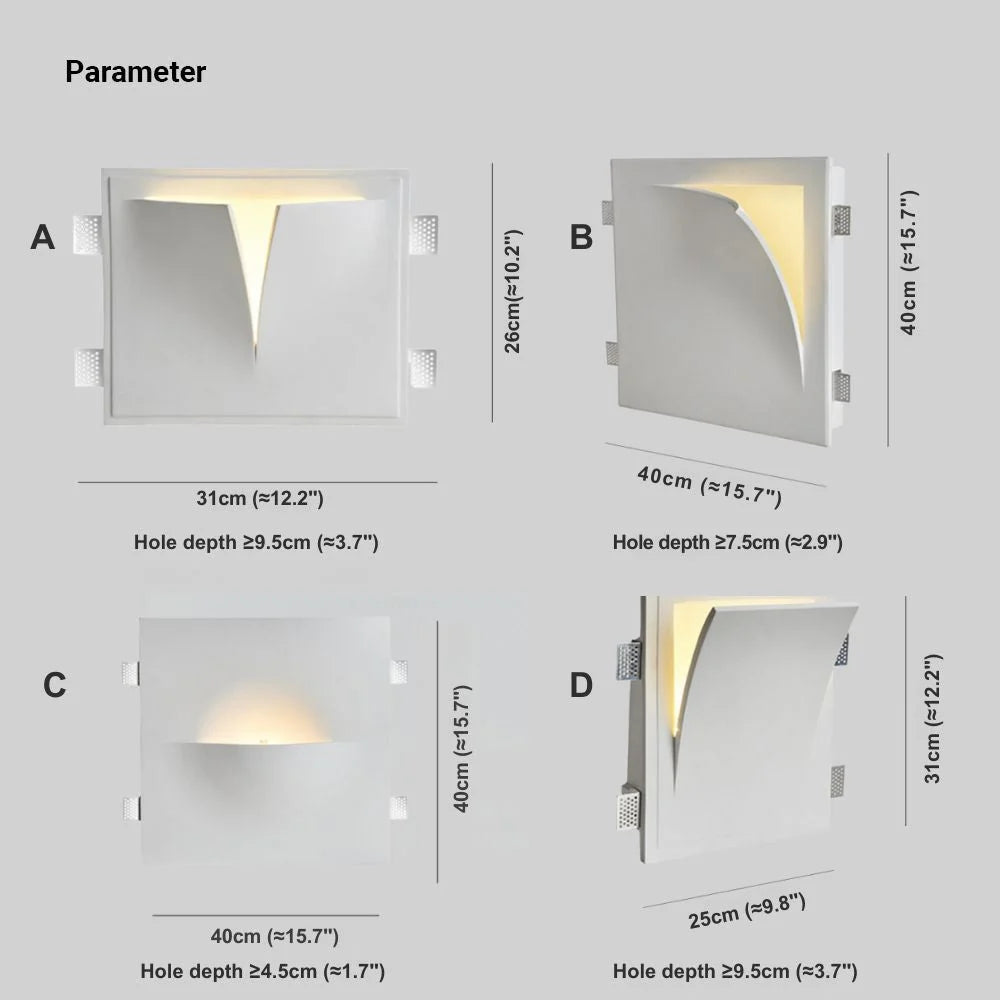 Recessed Wall Light | Metal & Gypsum Warm LED