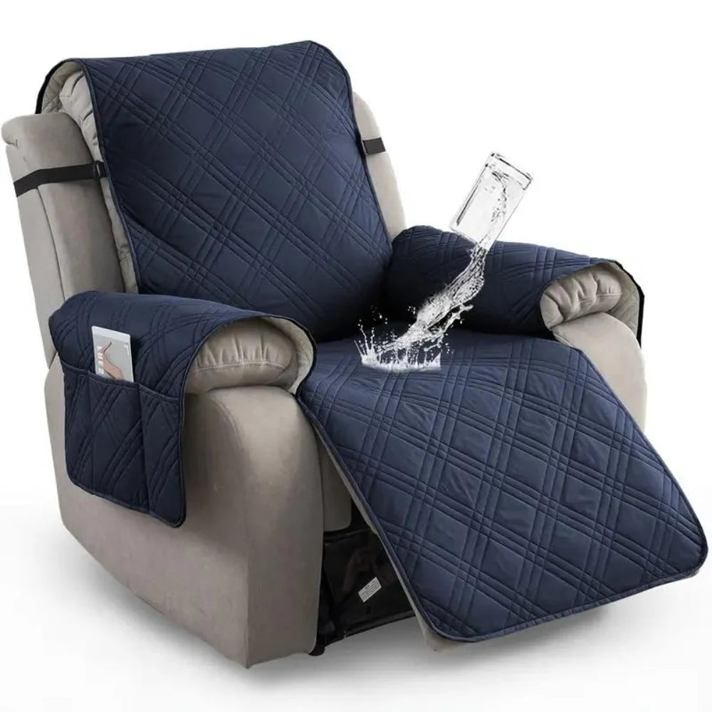 Recliner Slipcover | Quilted Waterproof Microfiber & Non-Slip | With Side Pocket