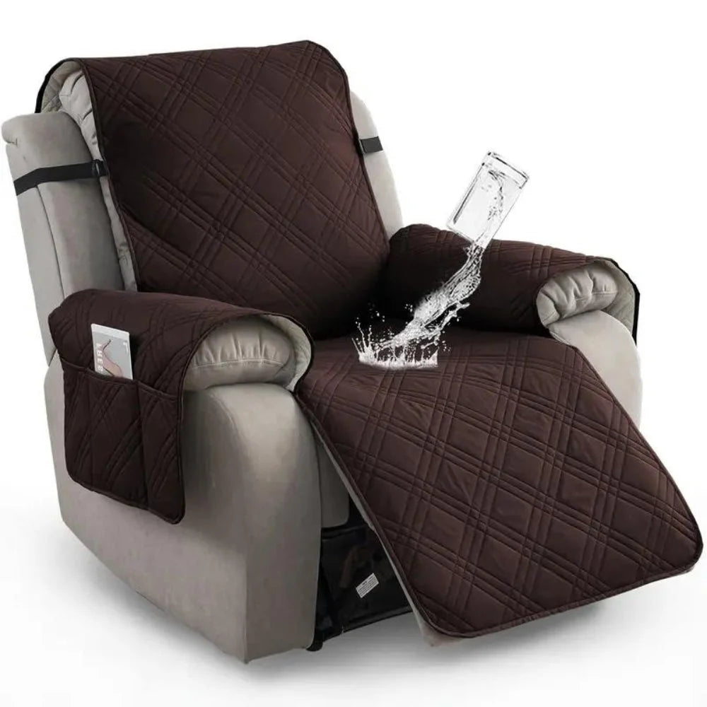 Recliner Slipcover | Quilted Waterproof Microfiber & Non-Slip | With Side Pocket
