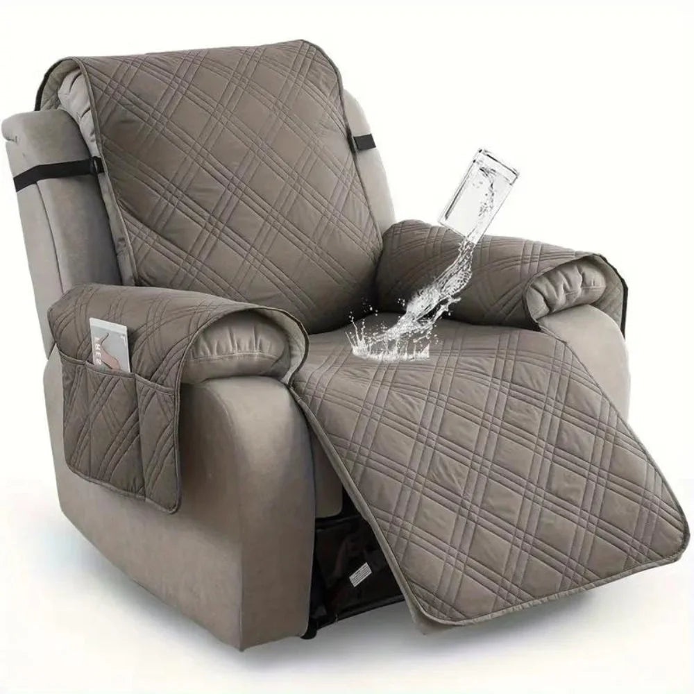 Recliner Slipcover | Quilted Waterproof Microfiber & Non-Slip | With Side Pocket