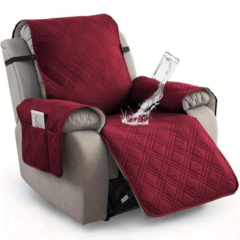 Recliner Slipcover | Quilted Waterproof Microfiber & Non-Slip | With Side Pocket
