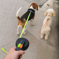 Retractable Dog Leash | Anti-Tangle Rotating Joint & Dual Grip | 10 ft Per Line