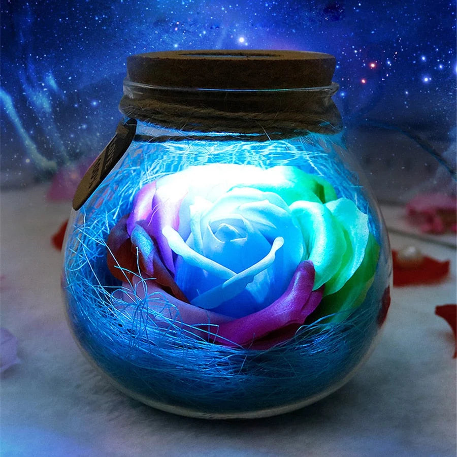 Rose Jar Lamp | Color-Shifting LED & Remote