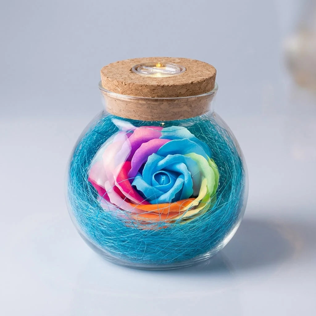 Rose Jar Lamp | Color-Shifting LED & Remote
