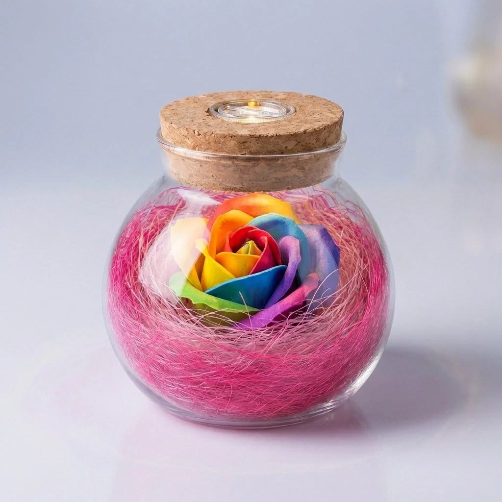 Rose Jar Lamp | Color-Shifting LED & Remote