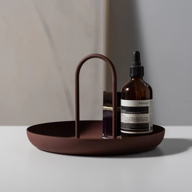 Round Decorative Tray | Lightweight Aluminum Alloy & Minimalist | 20 x 13 cm