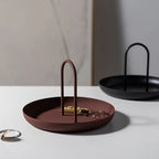 Round Decorative Tray | Lightweight Aluminum Alloy & Minimalist | 20 x 13 cm