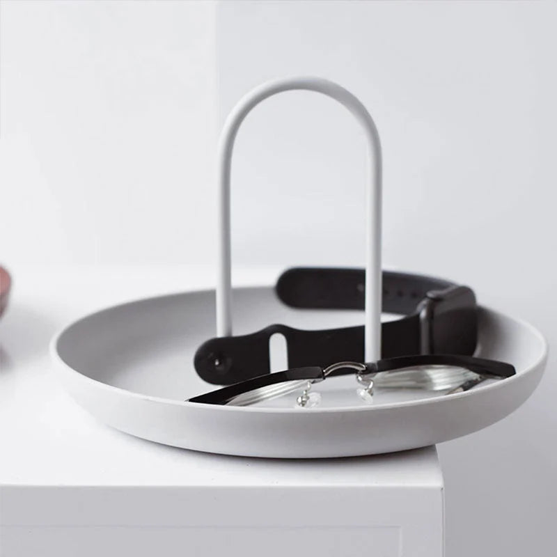 Round Decorative Tray | Lightweight Aluminum Alloy & Minimalist | 20 x 13 cm