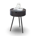 Round Side Table | Metal Frame & Hidden Storage Basket