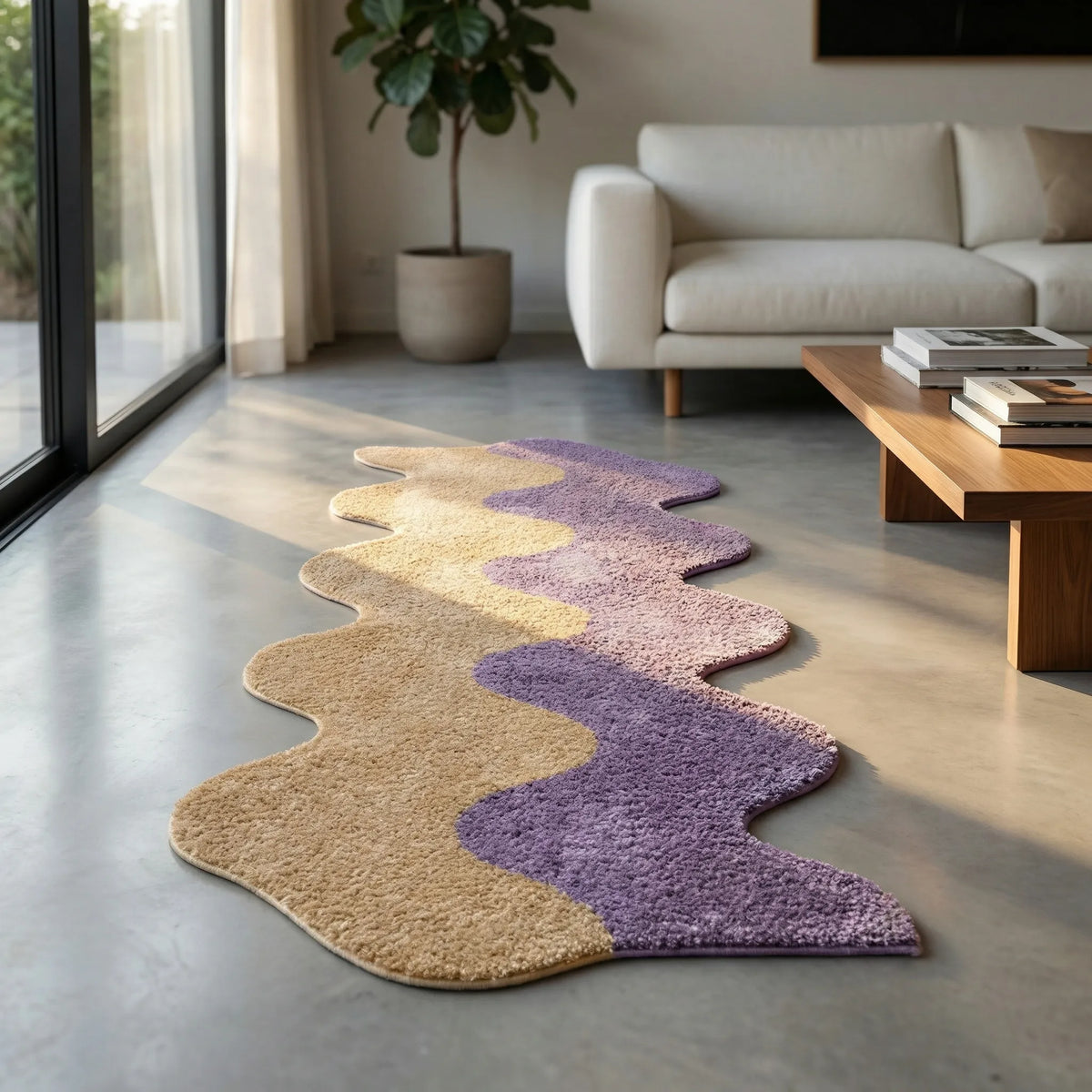 Rug | Abstract Color-Block & Machine-Washable | 45 x 120 cm
