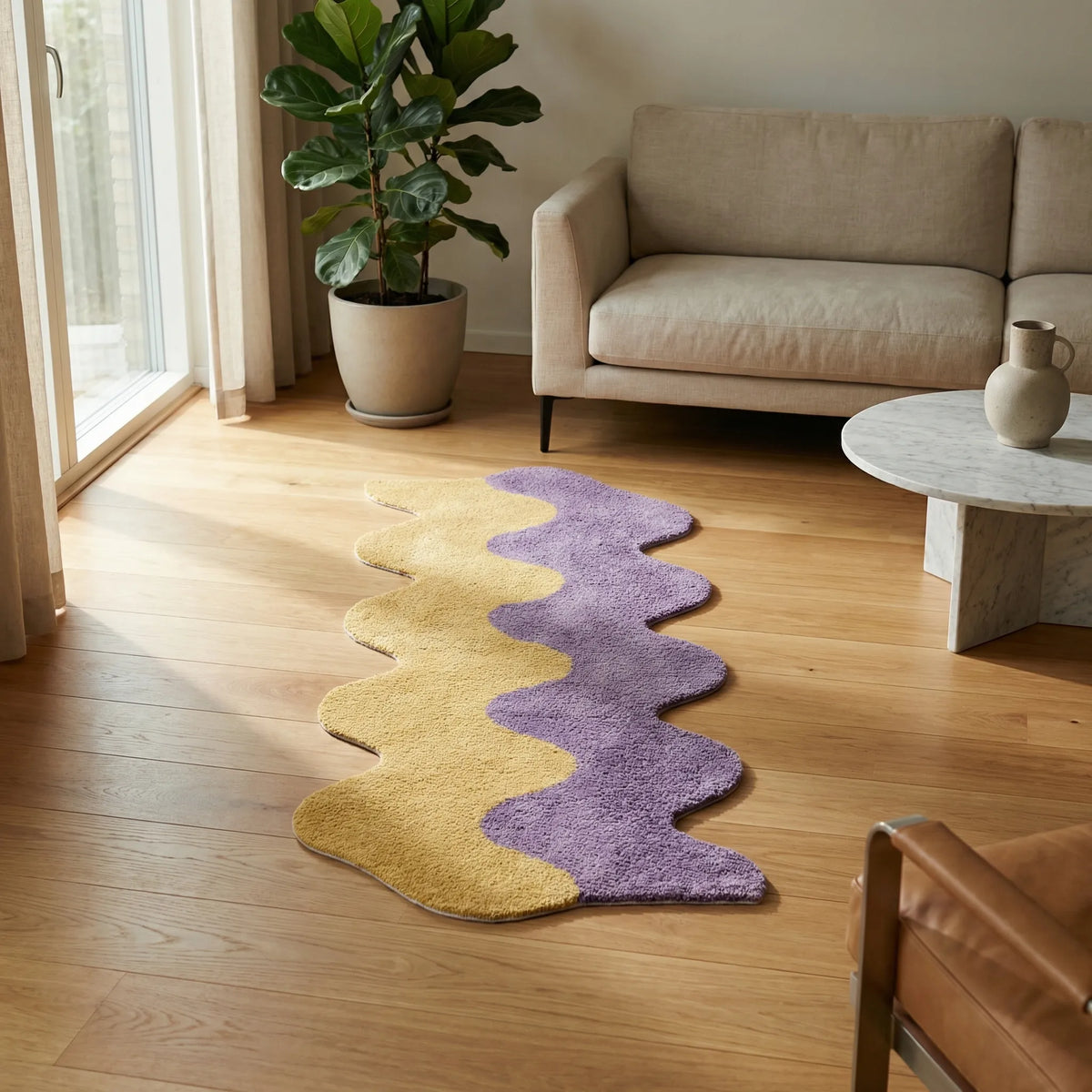 Rug | Abstract Color-Block & Machine-Washable | 45 x 120 cm