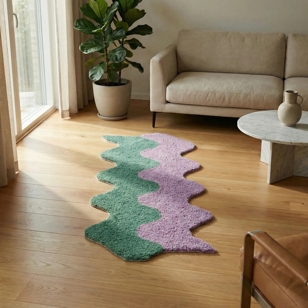 Rug | Abstract Color-Block & Machine-Washable | 45 x 120 cm