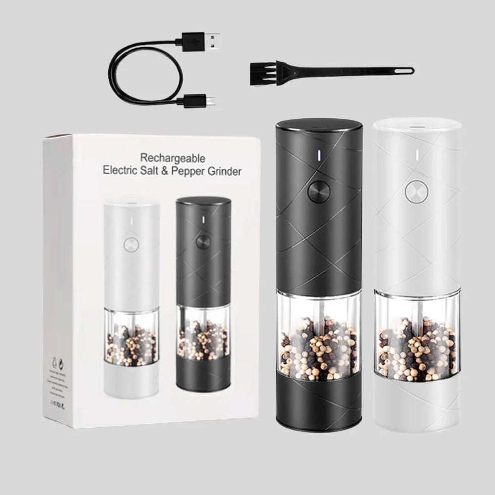 Salt & Pepper Grinder Set | One-Button Rechargeable & LED | Set of 2
