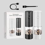 Salt & Pepper Grinder Set | One-Button Rechargeable & LED | Set of 2