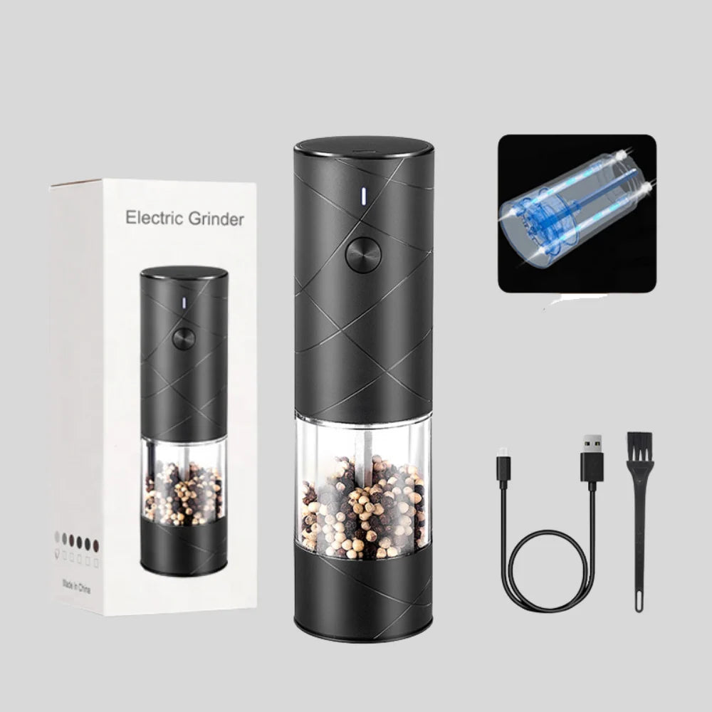 Salt & Pepper Grinder Set | One-Button Rechargeable & LED | Set of 2