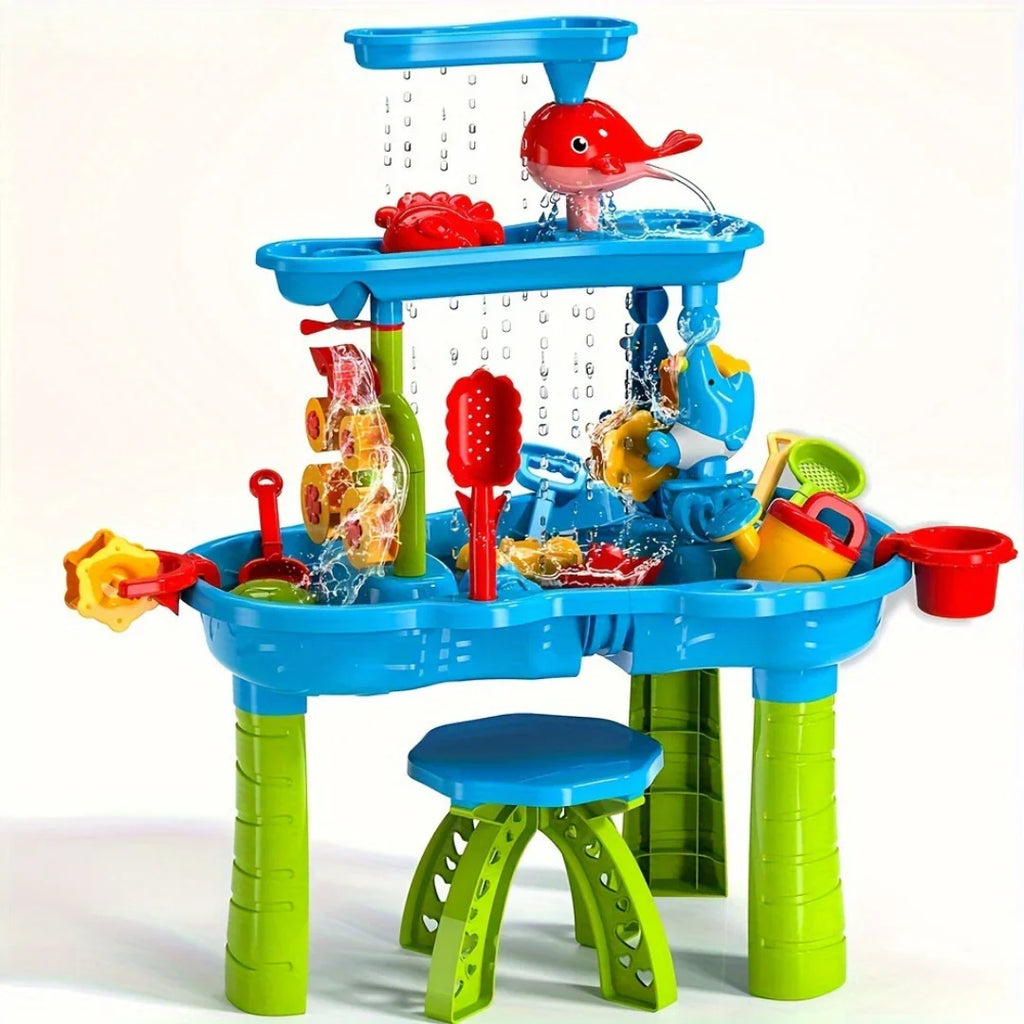 Sand & Water Play Table | BPA-Free Plastic & Multi-Compartment | 15-Piece Set