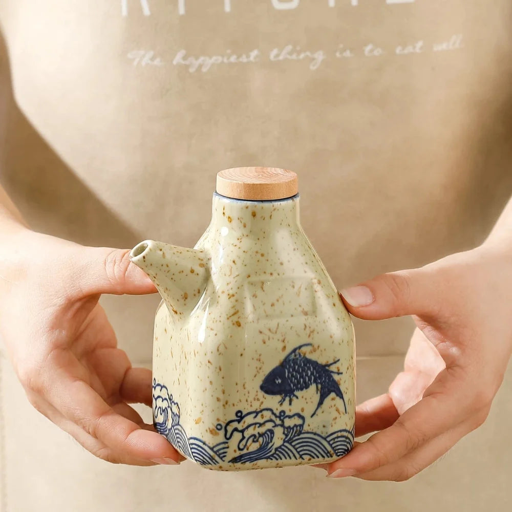 Sauce Dispenser | Hand-Painted Ceramic & Drip-Free Spout