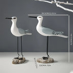 Seagull Figurines | Hand-Carved Wood | Set of 2