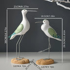 Seagull Figurines | Hand-Carved Wood | Set of 2