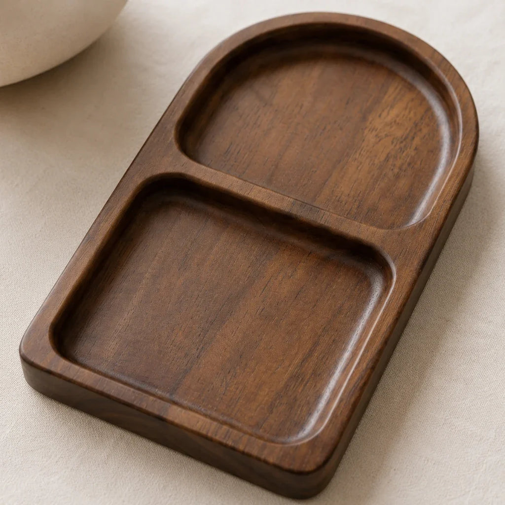 Sectioned Tray | Two-Compartment Solid Acacia | Two Sizes