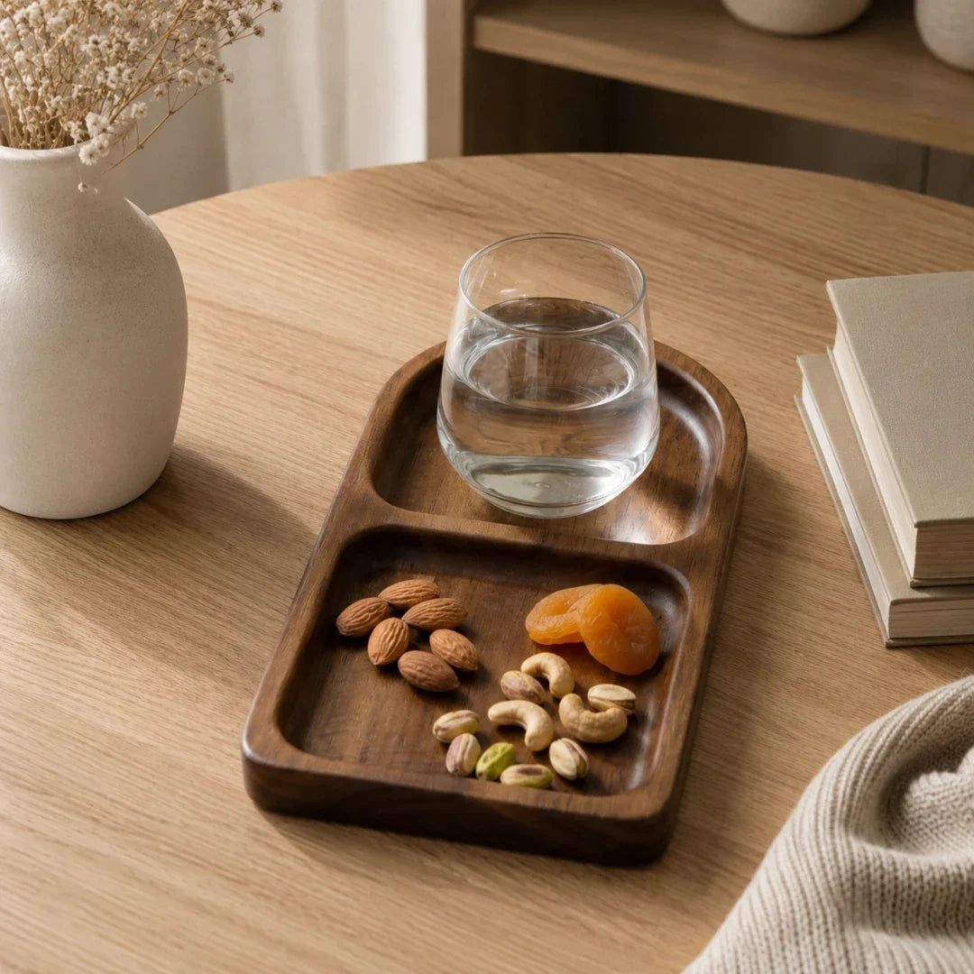Sectioned Tray | Two-Compartment Solid Acacia | Two Sizes