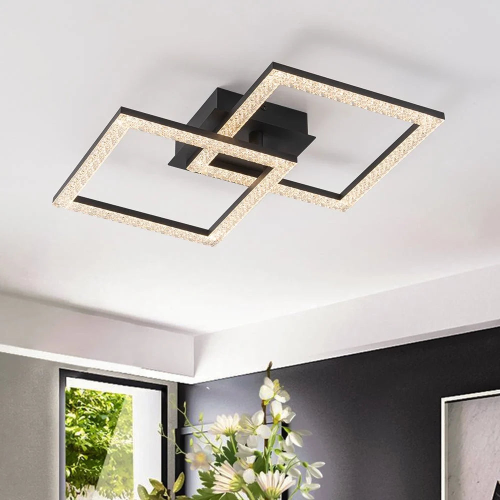 Semi-Flush Ceiling Light | Integrated LED & Diamond Acrylic Diffuser | 14.2 in