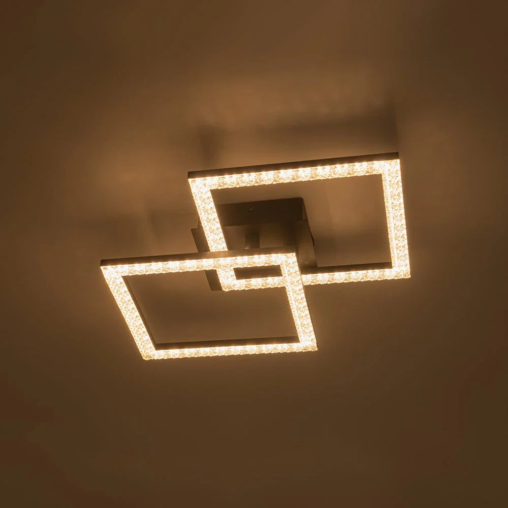 Semi-Flush Ceiling Light | Integrated LED & Diamond Acrylic Diffuser | 14.2 in