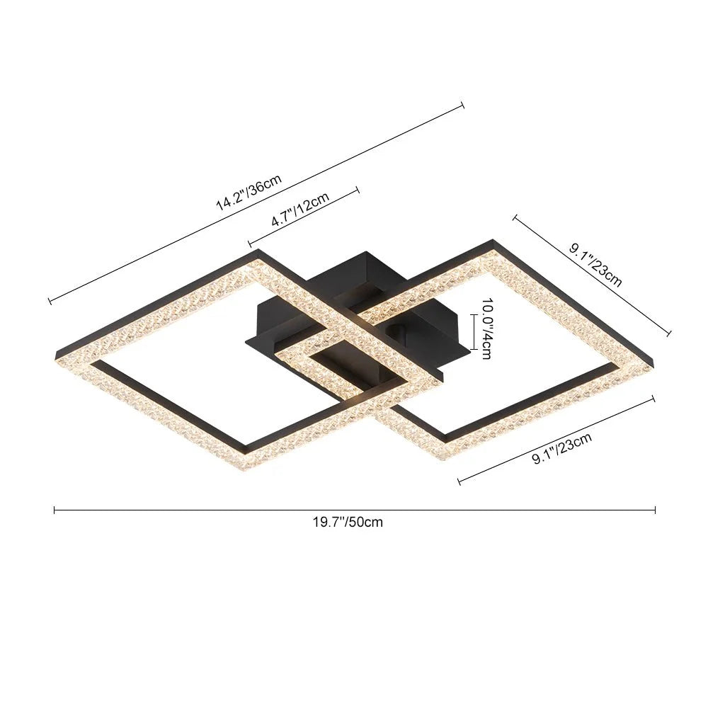 Semi-Flush Ceiling Light | Integrated LED & Diamond Acrylic Diffuser | 14.2 in