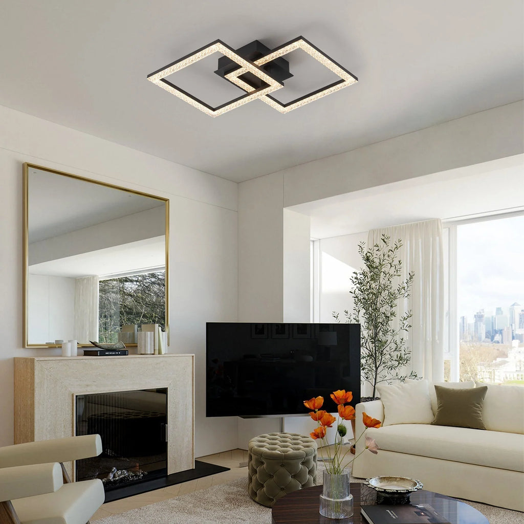 Semi-Flush Ceiling Light | Integrated LED & Diamond Acrylic Diffuser | 14.2 in