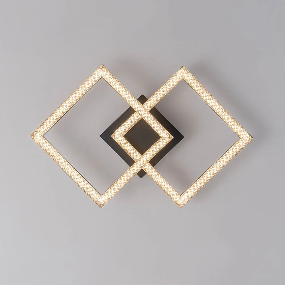 Semi-Flush Ceiling Light | Integrated LED & Diamond Acrylic Diffuser | 14.2 in