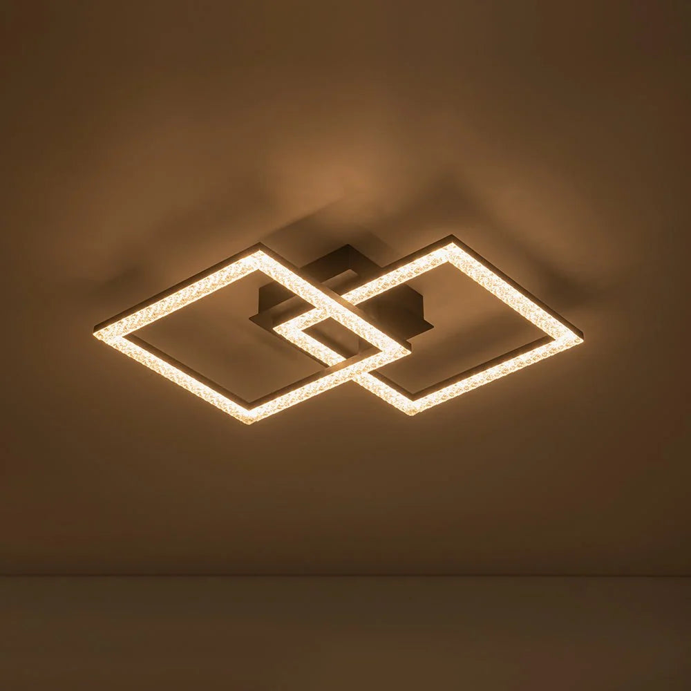 Semi-Flush Ceiling Light | Integrated LED & Diamond Acrylic Diffuser | 14.2 in