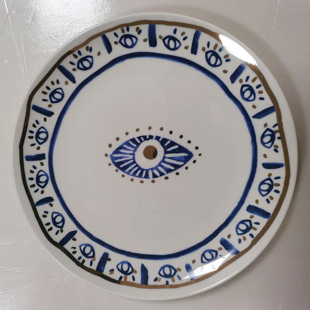 Serving Platter | Hamsa Hand Design & Stoneware | 20.5 cm