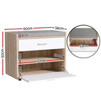 Shoe Bench | Hidden Storage & Padded Fabric Seat | Holds 6–8 Pairs