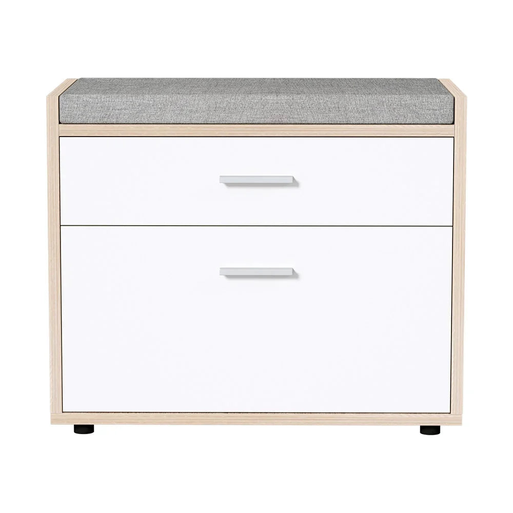 Shoe Bench | Hidden Storage & Padded Fabric Seat | Holds 6–8 Pairs