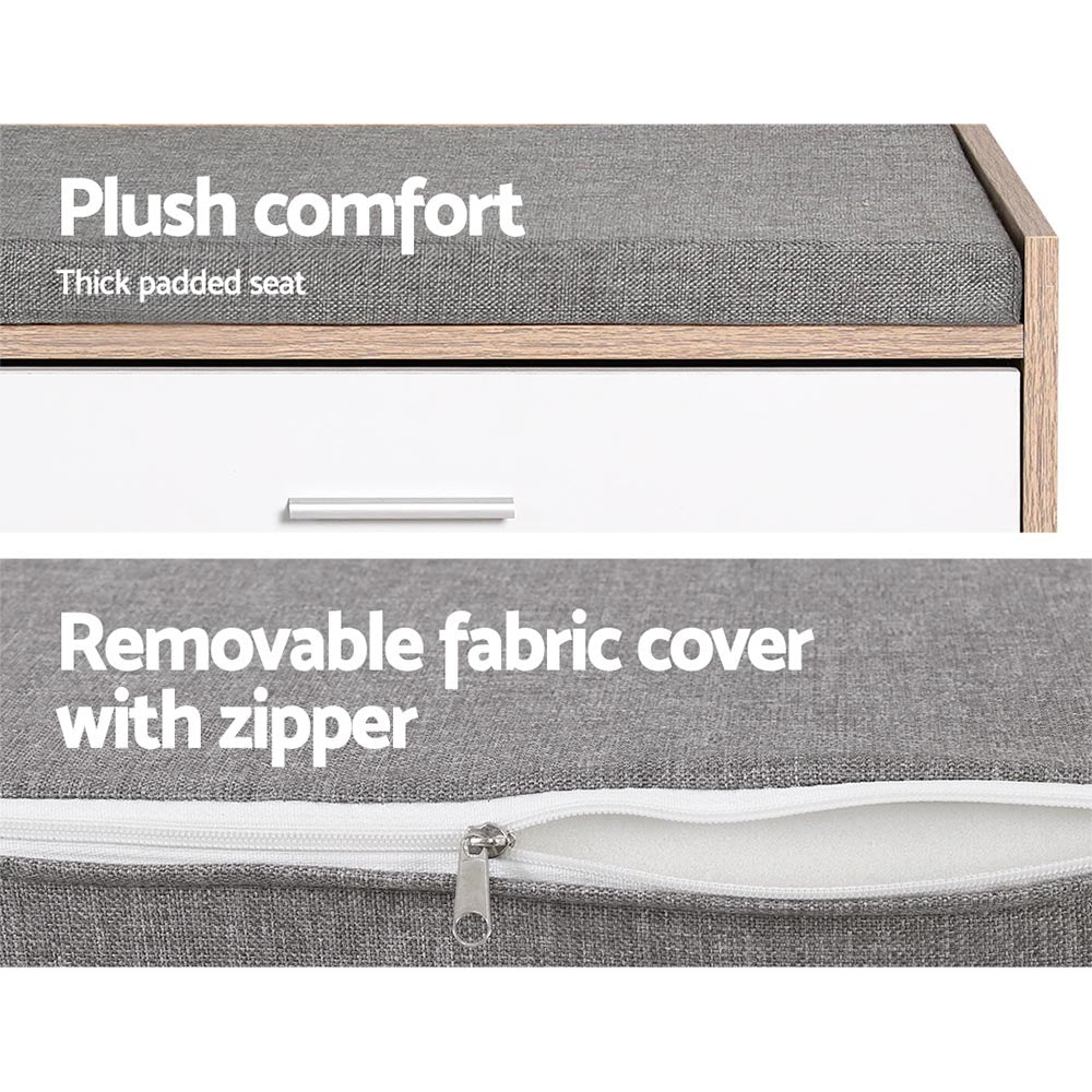 Shoe Bench | Hidden Storage & Padded Fabric Seat | Holds 6–8 Pairs