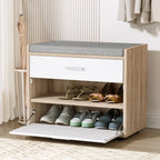 Shoe Bench | Hidden Storage & Padded Fabric Seat | Holds 6–8 Pairs