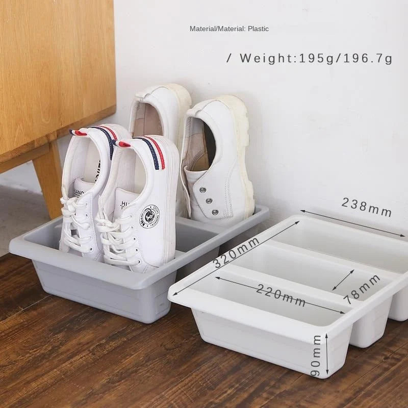 Shoe Organizer | 3-Section Grooved Upright & Space-Saving | 31.5 x 24 x 9 cm