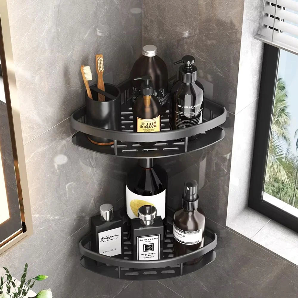 Shower Caddy | Curved Matte Aluminium & Self-Adhesive | Holds Up To 50 kg