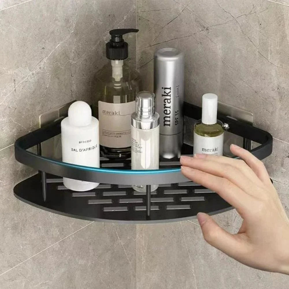 Shower Caddy | Curved Matte Aluminium & Self-Adhesive | Holds Up To 50 kg