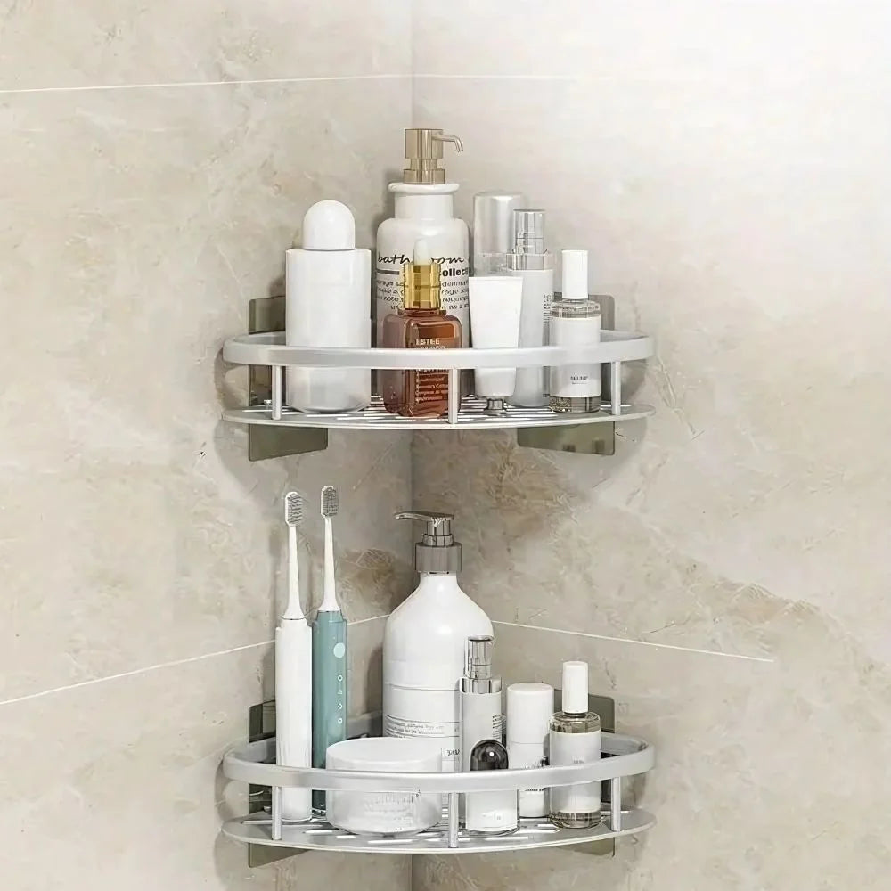 Shower Caddy | Curved Matte Aluminium & Self-Adhesive | Holds Up To 50 kg