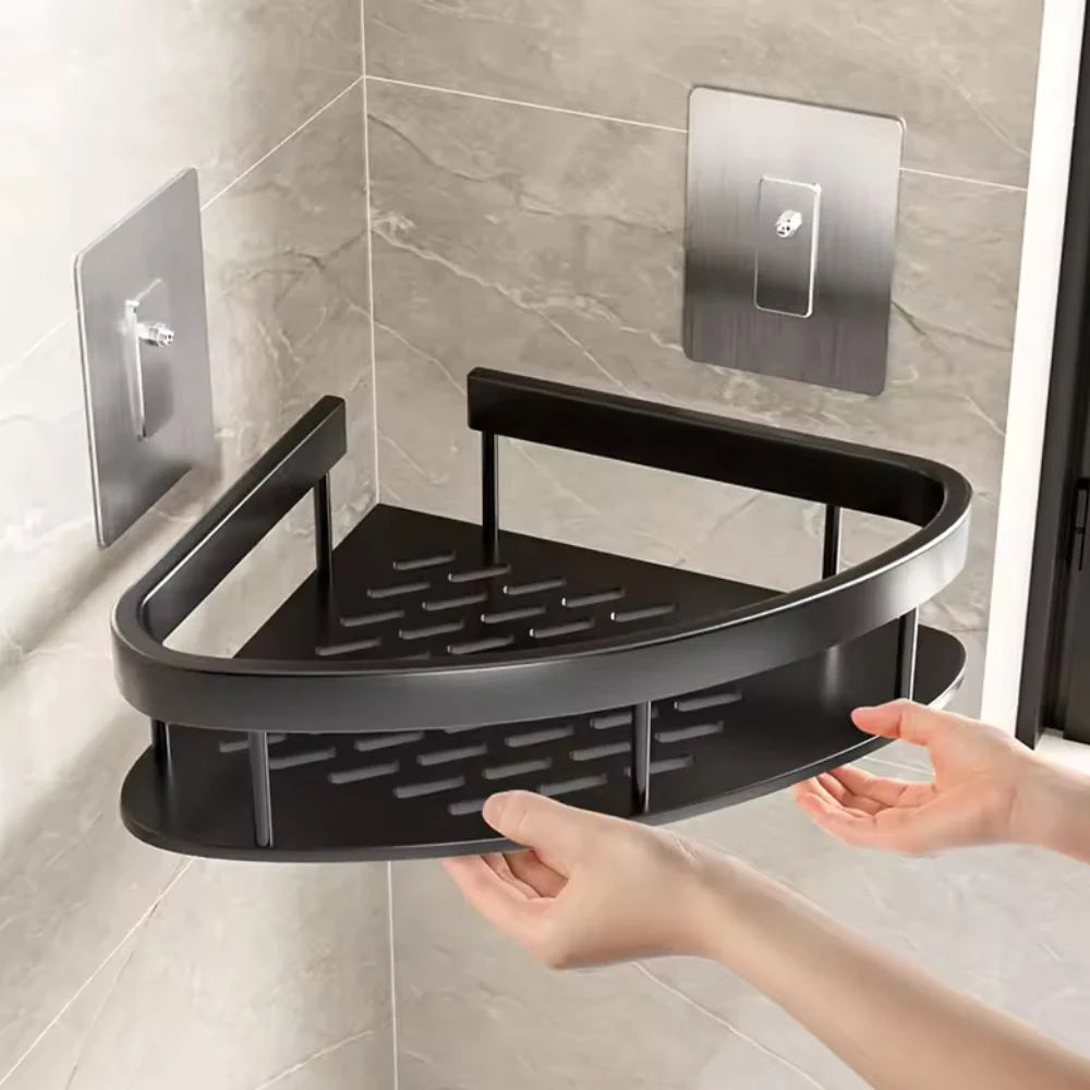 Shower Caddy | Curved Matte Aluminium & Self-Adhesive | Holds Up To 50 kg